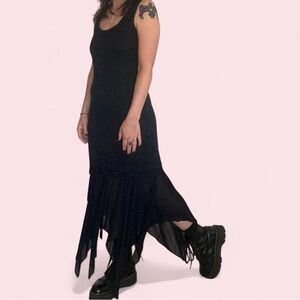 SHELLI SEGAL black lace midi dress